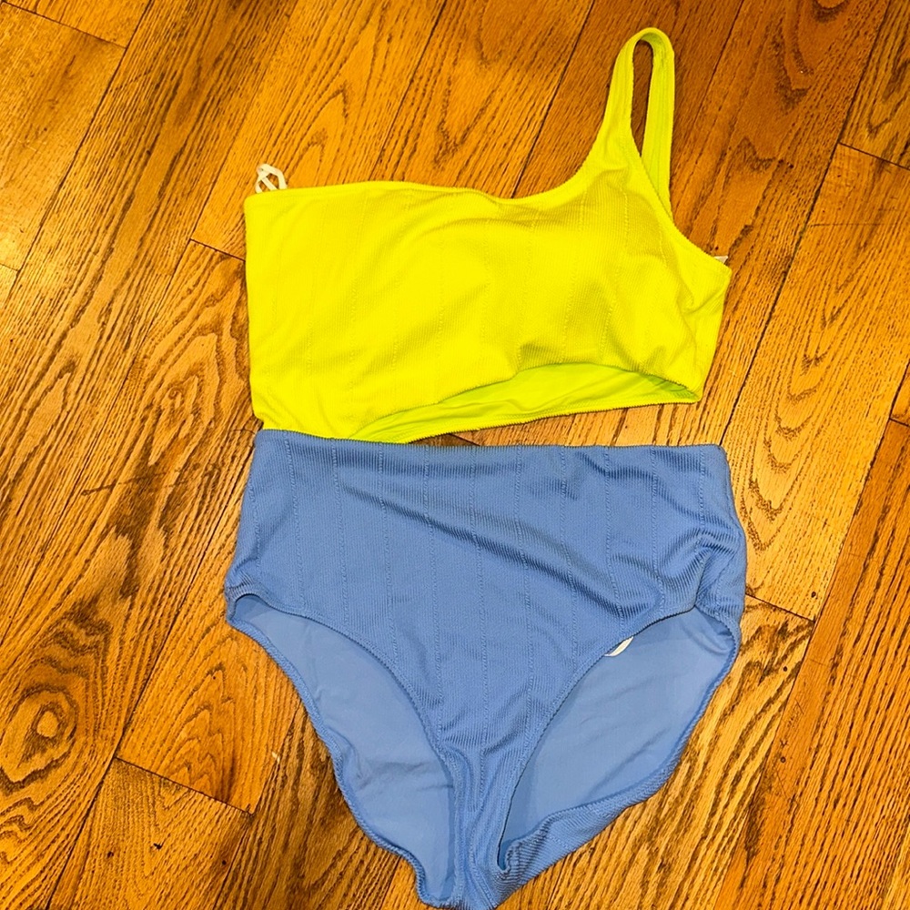 Aerie Crinkle Asymmetrical Cut Out One Piece Swimsuit